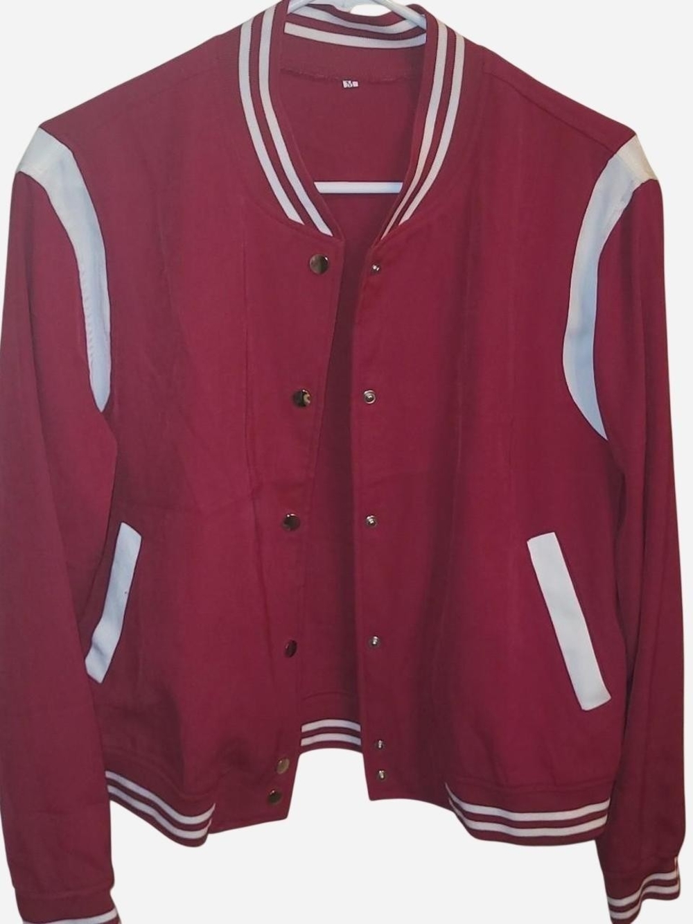 Women's ❤️ Red Varsity Jacket with White Accents